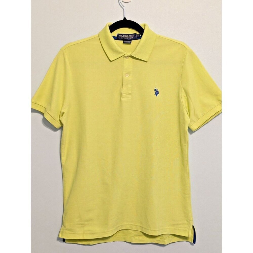 US Polo Assn Ultimate Pique Mens Classic Fit Short Sleeve S Chartreuse golf logo